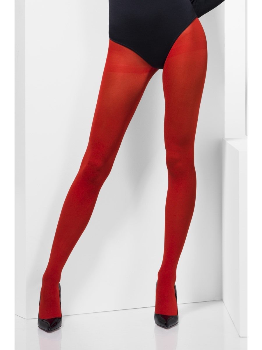 Red and White Striped Opaque Tights   – Smiffys Australia
