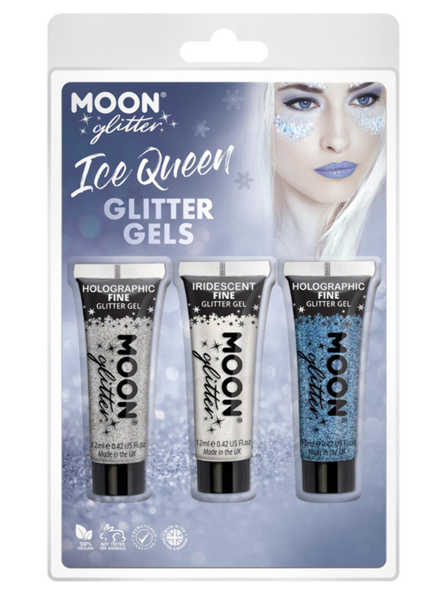 Moon Glitter Themed Clamshells, White, Ice Queen Glitter Gels