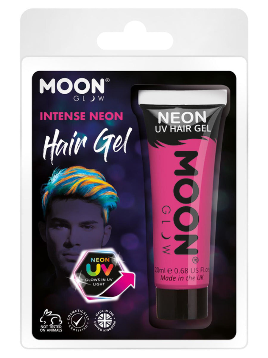 Moon Glow Intense Neon UV Hair Gel, Intense Pink, Clamshell, 20ml