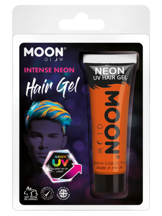 Moon Glow Intense Neon UV Hair Gel, Intense Orange, Clamshell, 20ml