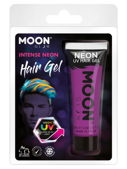 Moon Glow Intense Neon UV Hair Gel, Intense Purple, Clamshell, 20ml