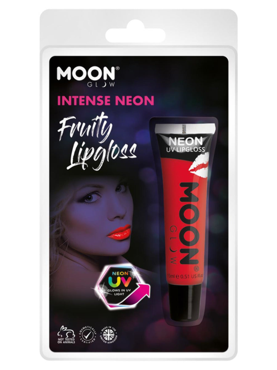 Moon Glow Intense Neon UV Fruity Lipgloss, Red, Strawberry, Clamshell, 15ml