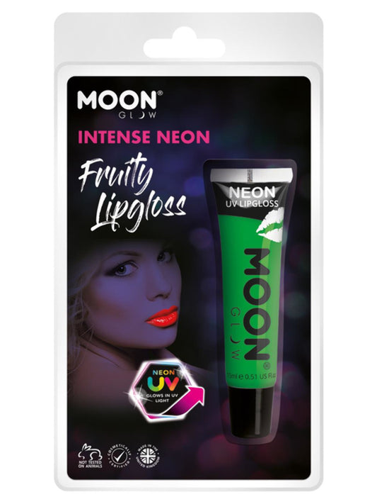 Moon Glow Intense Neon UV Fruity Lipgloss, Green, Apple, Clamshell, 15ml