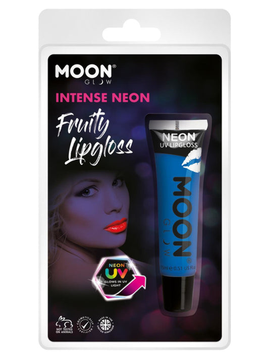 Moon Glow Intense Neon UV Fruity Lipgloss, Blue, Bubblegum, Clamshell, 15ml