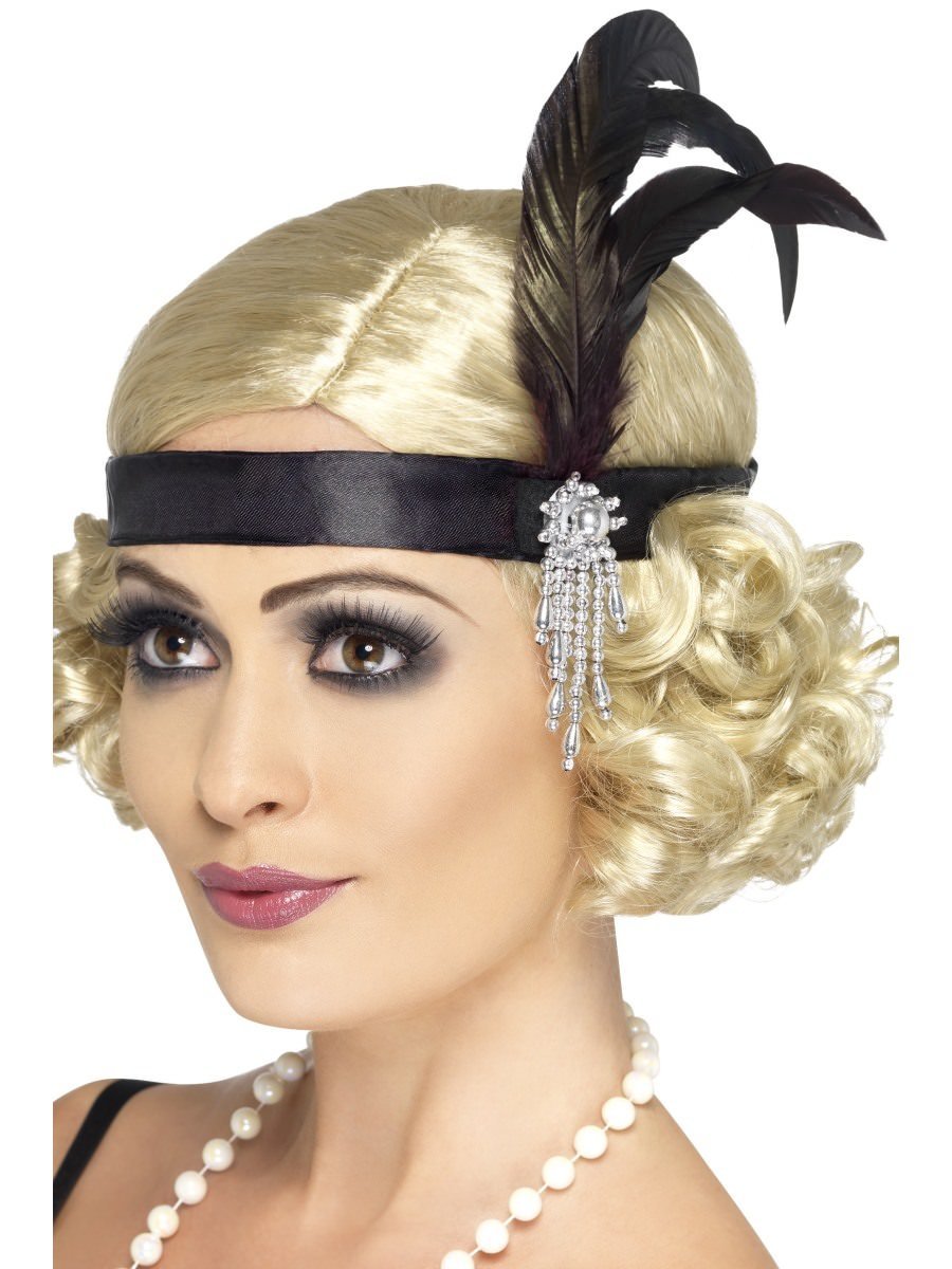 Black Satin Charleston Headband Wholesale