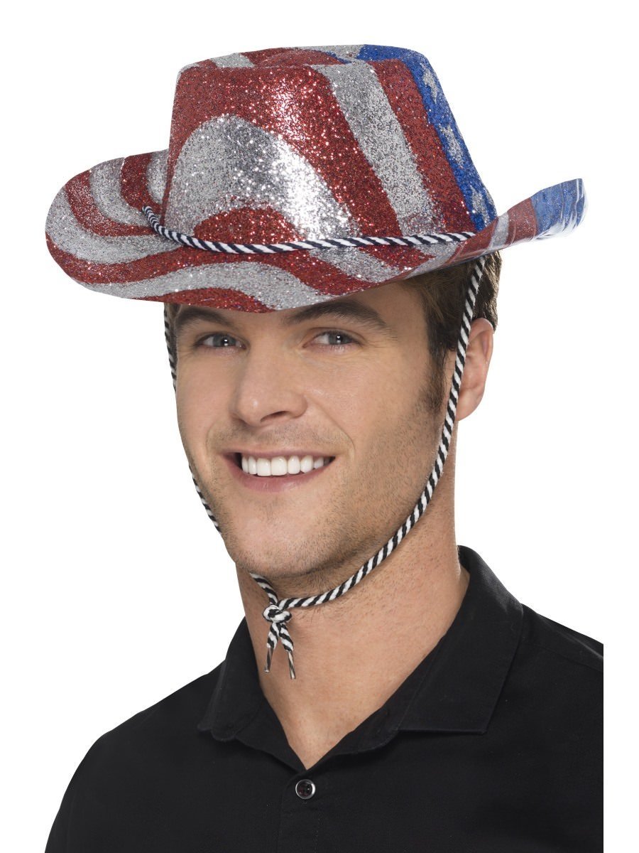 Cowboy Glitter Hat, Red, Silver and Blue Wholesale