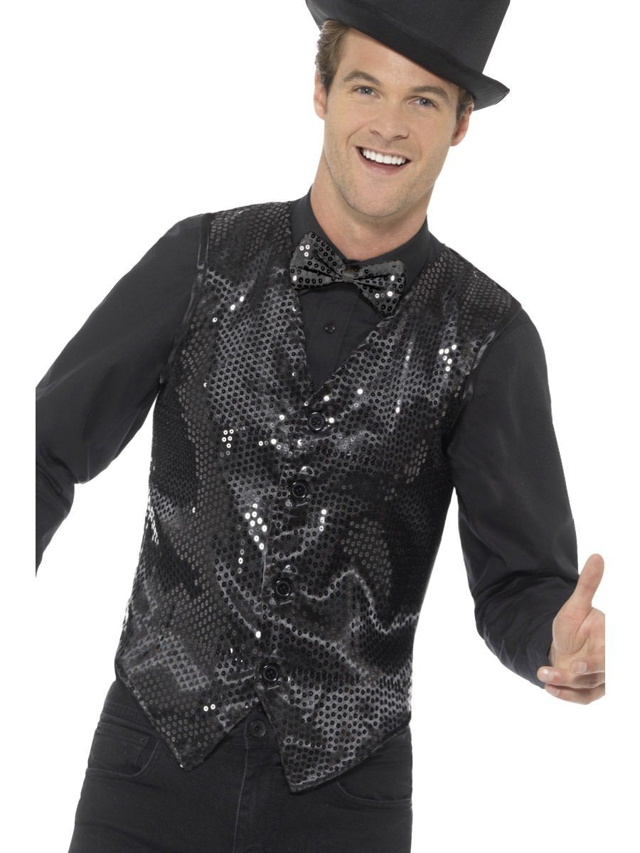 Sequin Waistcoat, Black Wholesale