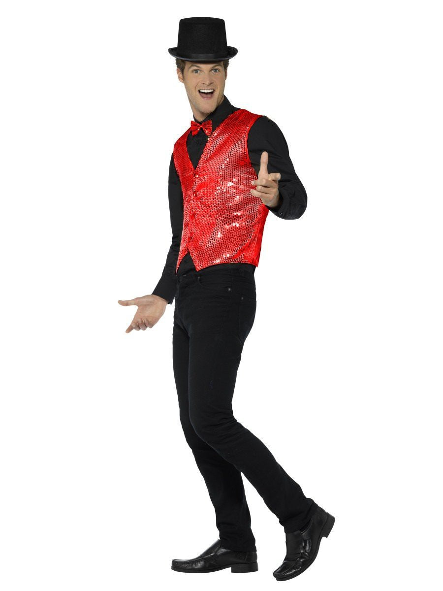 Sequin Waistcoat, Red Wholesale